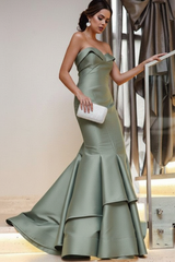 Strapless Mermaid Prom Dress Floor Length Evening Gown