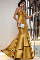 Strapless Mermaid Prom Dress Floor Length Evening Gown
