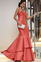 Strapless Mermaid Prom Dress Floor Length Evening Gown