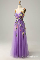 Floral Prom Dresses A-line Tulle Formal Dresses AD1100