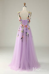 Floral Prom Dresses A-line Tulle Formal Dresses AD1100