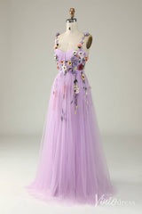 Floral Prom Dresses A-line Tulle Formal Dresses AD1100