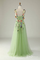 Floral Prom Dresses A-line Tulle Formal Dresses AD1100