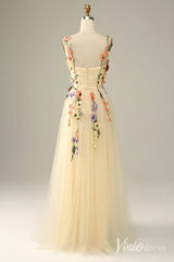 Floral Prom Dresses A-line Tulle Formal Dresses AD1100