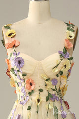 Floral Prom Dresses A-line Tulle Formal Dresses AD1100