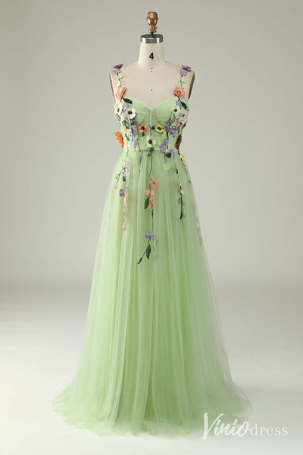 Floral Prom Dresses A-line Tulle Formal Dresses AD1100