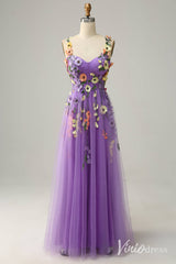 Floral Prom Dresses A-line Tulle Formal Dresses AD1100