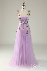 Floral Prom Dresses A-line Tulle Formal Dresses AD1100