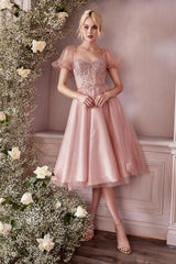 Cinderella Divine CD0187 Formal Midi Glitter Prom Dress