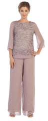 Formal Mother of the Bride Lace Pant Suit