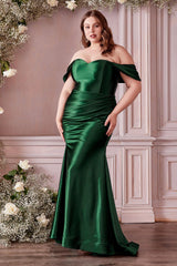 Cinderella Divine CH163C Formal Plus Size Off Shoulder Sexy Long Prom Dress