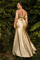 Cinderella Divine CH163C Formal Plus Size Off Shoulder Sexy Long Prom Dress