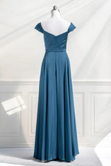 Noble strapless off shoulder satin and floor length dress prom formal dress