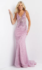 JVN by Jovani Long Fuchsia Pink Sequin Prom Dress