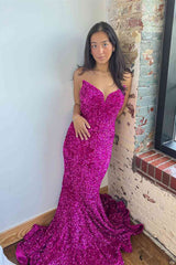 Sweetheart Gold Sequins Mermaid Long Formal Dress