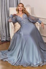 Cinderella Divine CD0183 Full Sleeve Long Formal Dress
