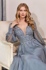 Cinderella Divine CD0183 Full Sleeve Long Formal Dress