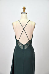 Straps Dark Green Pleated Long Bridesmaid Dress