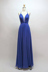 Lace-Up Plunging Neck Burgundy Long Bridesmaid Dress