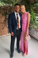 Asymmetrical One Shoulder Bridesmaid Dress with Slit