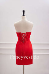 Cute Red Pleated Tight Short Homecoming Dress