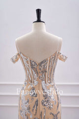 Off the Shoulder Nude Corset Tight Homecoming Dress with Silver Sequin
