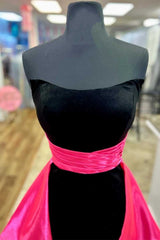 Strapless Black Velvet Cocktail Dress with Train