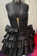 Halter Green Ruffle Homecoming Dress Plunging Neck with Bow