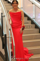 Strapless Yellow Ruched Mermaid Long Evening Dress