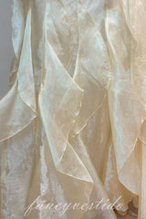 Elegant Yellow Strapless Layderd A-Line Prom Dress