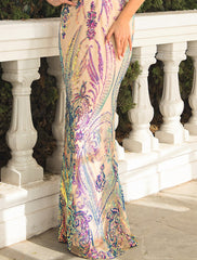 Prom Dresses Wedding Party Floor Length Short Sleeve V Neck Detachable Tulle with Overskirt
