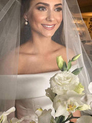 FY7279 Simple A Line Wedding Dresses Satin Off The Shoulder Wedding Dress