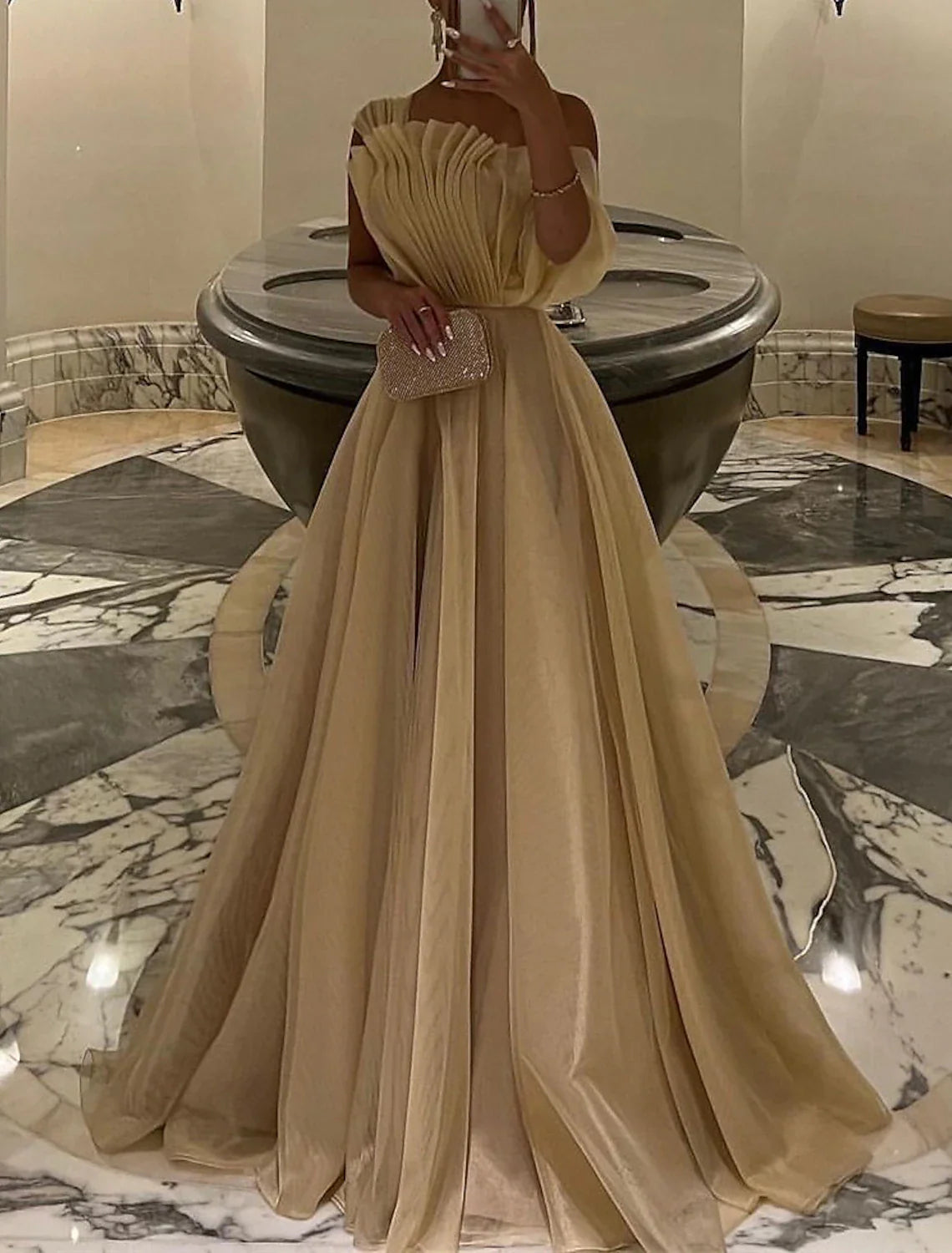 Ball Gown Prom Dresses Elegant Dress Wedding Black Tie Court Train Sleeveless One Shoulder Organza with Ruched