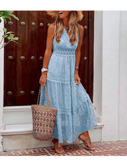 Aimishang Beach Little White Dresses Boho Wedding Dresses A-Line V Neck Sleeveless Ankle Length Chiffon Bridal Gowns With Appliques