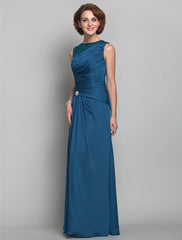 Aimishang Sheath / Column Mother of the Bride Dress Vintage Inspired Jewel Neck Floor Length Satin Chiffon Sleeveless with Beading