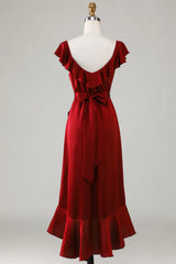 V-Neck Bridesmaid Dress with Ruffles