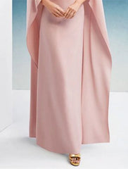 Sheath / Column Evening Gown Elegant Dress Wedding Guest Wedding Party Floor Length Sleeveless Jewel Neck Capes Stretch Chiffon with Shawl