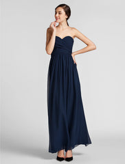 Sheath / Column Bridesmaid Dress Sweetheart Sleeveless Open Back Floor Length Chiffon with Criss Cross / Side Draping