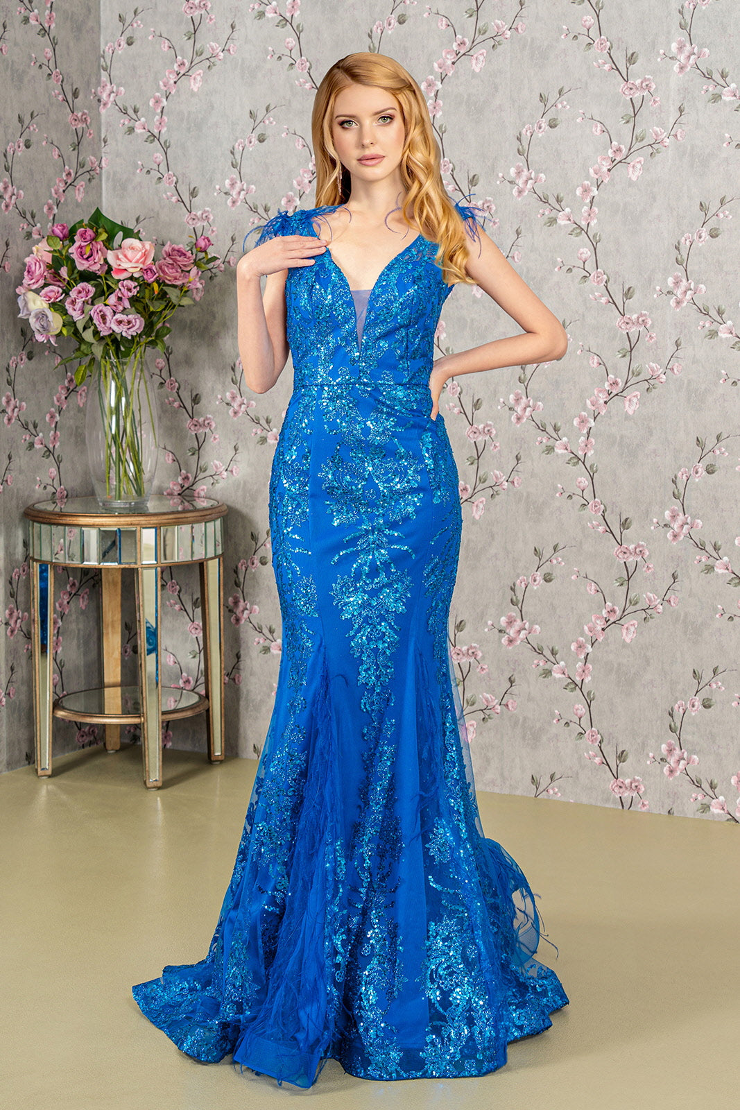 Prom Long Formal Glitter Mesh Mermaid Dress