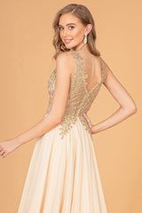 Embroidered Chiffon Long Prom Dress Formal