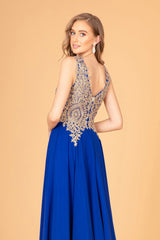 Embroidered Chiffon Long Prom Dress Formal