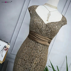 Glamorous Cap Sleeve Lace Mermaid Long Evening Gowns Online