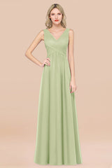 Glamorous Chiffon V-Neck Sleeveless Burgundy Bridesmaid Dress