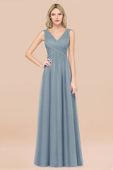 Glamorous Chiffon V-Neck Sleeveless Burgundy Bridesmaid Dress