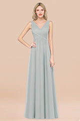 Glamorous Chiffon V-Neck Sleeveless Burgundy Bridesmaid Dress