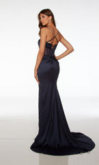 Glamorous Halter Neck Gown Open Back with High Side Slit