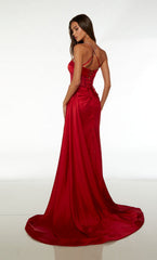 Glamorous Halter Neck Gown Open Back with High Side Slit
