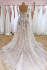 Glamoureuze lange zeemeermin Bateau Appliques kant tule trouwjurk