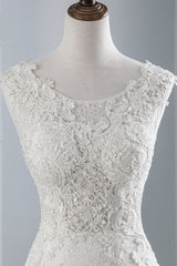 Glamoureuze lange zeemeermin tule appliques kanten trouwjurk