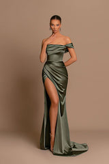 Glamorous Off-the-Shoulder Prom Dress Mermaid Long With Split